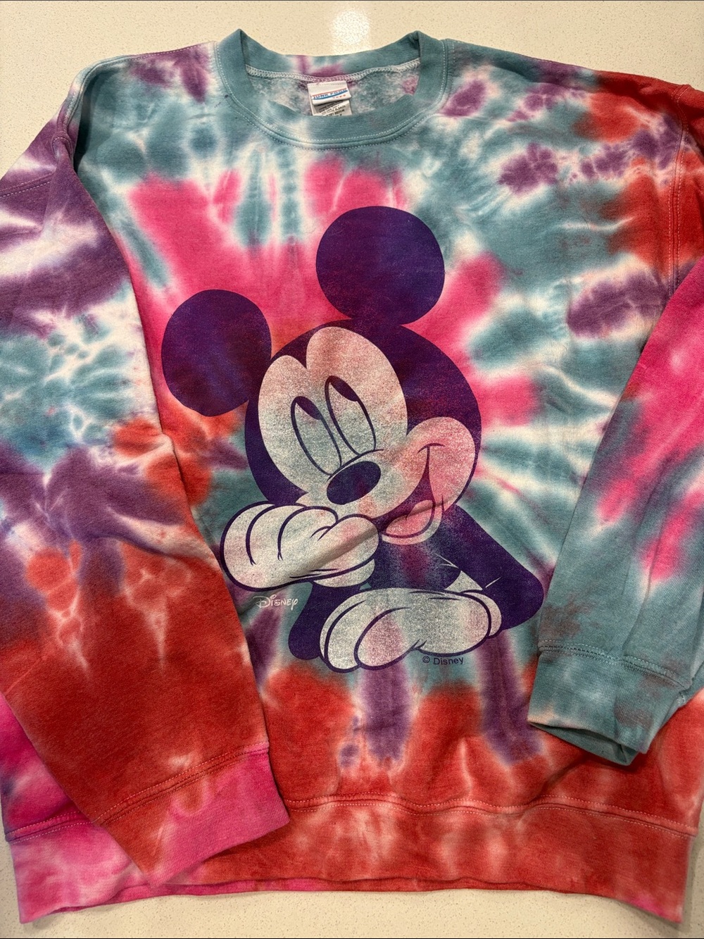 Junk Food Clothing Tie-Dye Mickey Crewneck Sweatshirt - Pink, Purple, Blue, Red